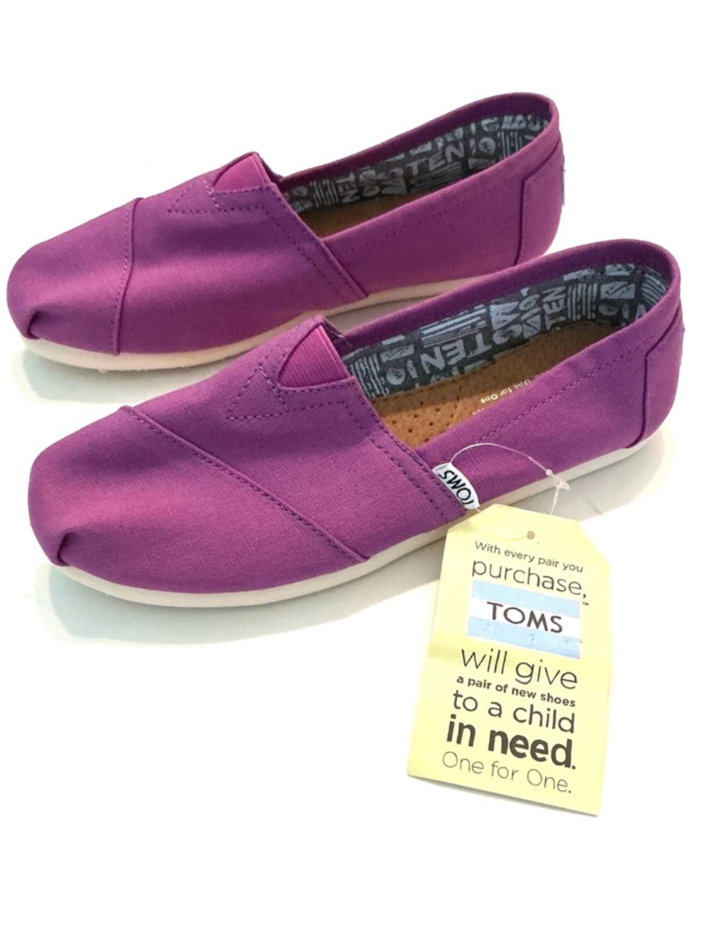 TOMS Classics Women's Slip On Casual Canvas Dahlia Purple Flat Shoe, Size 6, NWT